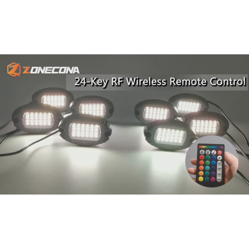 ZONECONA 12Pods APP/듀얼 무선 RF 원격 제어 기능이 있는 트럭용 금속 RGBW 록 조명, 288LED LED 록 라이트 듀얼 존 다색 언더글로우 조명 키트 지프 자동차 SUV용 네온 라이트 방수 12V