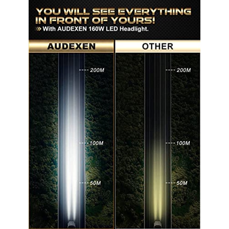 AUDEXEN 160W 입체 디자인 5x7 7x6 인치 Led 헤드라이트 지프 랭글러와 호환 XJ 체로키 YJ 트럭 교체 H6054 H5054 H6054LL 69822 6052 6053 - DOT 승인