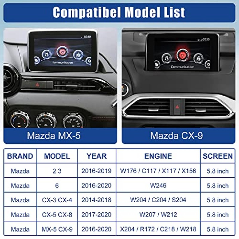 Mazda Carplay 및 Android 자동 개조 키트, MZD 연결 시스템에 맞는 TK78-66-9U0C OEM 허브, Mazda 2/3/6/CX3/CX5/CX9/MX5 2014-2021 년과 호환되는 Apple Carplay 어댑터(2023 신규 업그레이드)