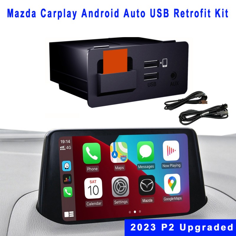 Mazda Carplay 및 Android 자동 개조 키트, MZD 연결 시스템에 맞는 TK78-66-9U0C OEM 허브, Mazda 2/3/6/CX3/CX5/CX9/MX5 2014-2021 년과 호환되는 Apple Carplay 어댑터(2023 신규 업그레이드)