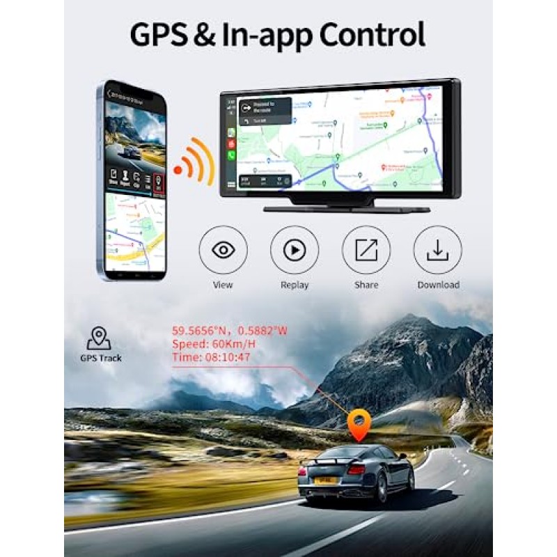 조정 가능한 4K 블랙박스, ADAS, 무선 Apple Carplay 및 Android Auto, 터치스크린 핸즈프리 폰 미러링 기능을 갖춘 9.3인치 휴대용 자동차 스테레오