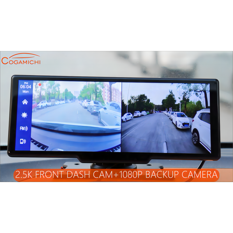 cogamichi 휴대용 Carplay 화면 및 Android Auto, 2.5K 대시 캠 및 1080P 백업 카메라가 포함된 Apple Carplay 대시 마운트의 자동차 플러그용 9.3인치 HD IPS 2.5D 곡선 무선 Carplay 터치 스크린