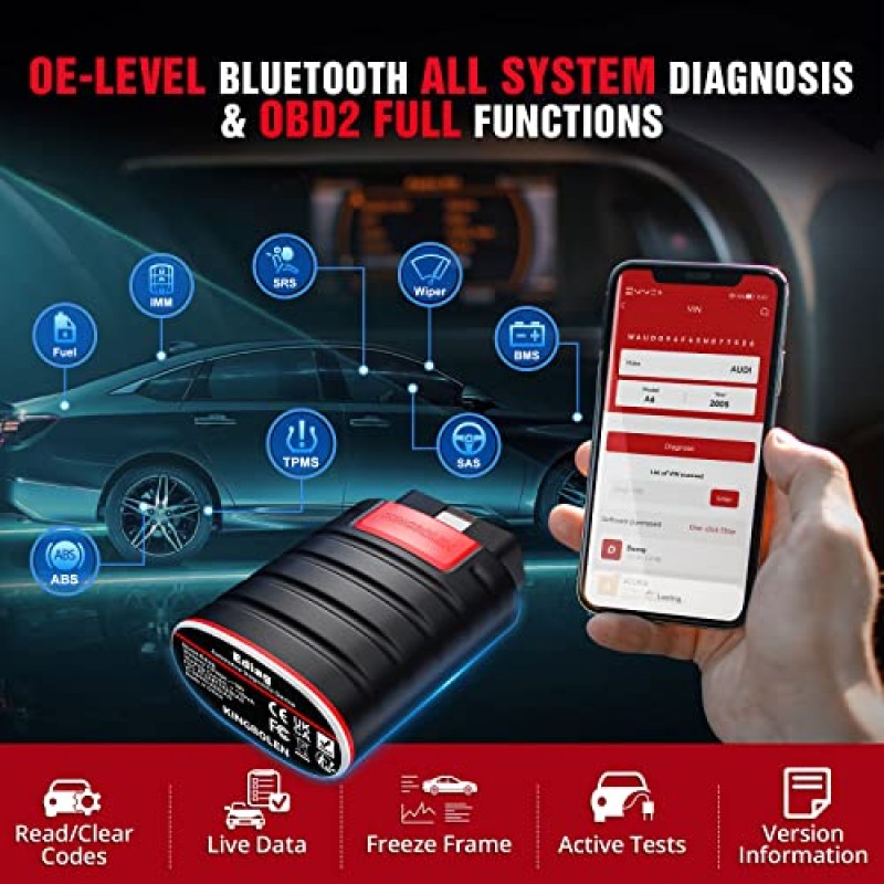 KINGBOLEN Ediag 모든 시스템 Obd2 스캐너 Bluetooth, ECU 코딩, 활성 테스트, 15개 이상의 재설정 기능, iPhone 및 Android용 TPMS 재설정, 모든 소프트웨어 1년 무료를 갖춘 양방향 OBDII 진단 도구