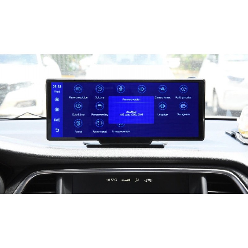 무선 Carplay Android 자동 휴대용 자동차 스테레오, 10.26인치 HD 자동차 재생 화면 대시 캠, 1080P 백업 캠, 64G TF 카드, 루프 녹음, Airplay, GPS Navi, Bluetooth, FM 송신기, AUX