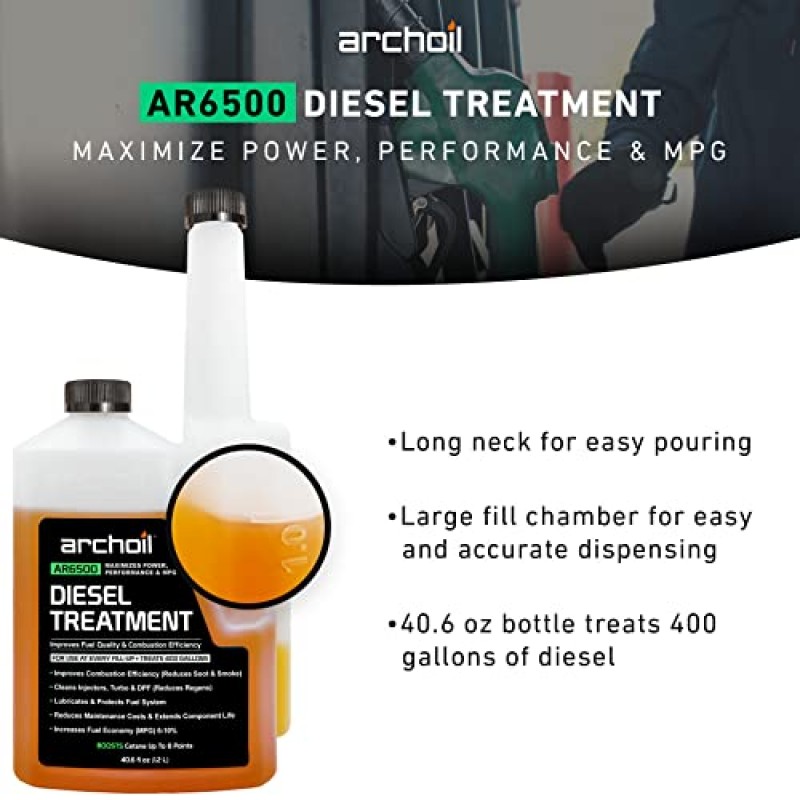 Archoil AR6500 디젤 트리트먼트(40.6온스) 2팩 - 800갤런 처리 - 모든 디젤 차량용 첨가제