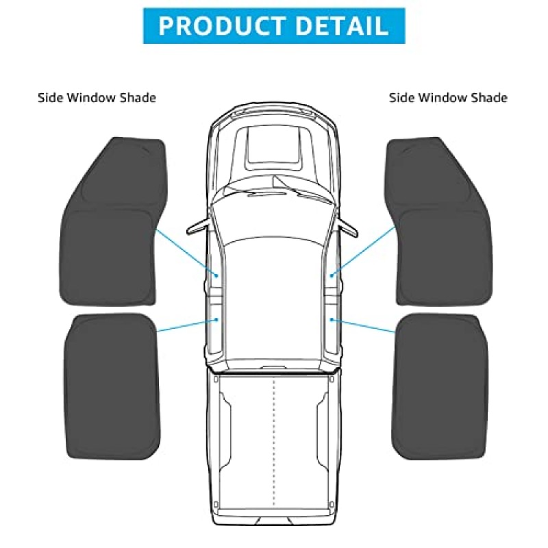 포드 F150 F-150용 Proadsy 창문 가리개(1개 문용 아님) 2015-2020 아기/캠핑용 측면 창문 태양 자외선 및 개인 정보 보호 4개 세트