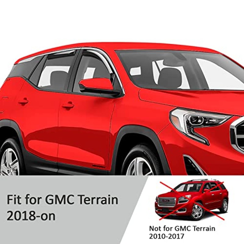 GMC Terrain 2018-2023용 Voron 유리 채널 내 추가 내구성 레인 가드, 윈도우 디플렉터, 벤트 윈도우 바이저, 4개 - 200255