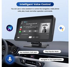 무선 Apple CarPlay 스크린 대시 마운트 차량용 무선 Android Auto, 7인치 HD 터치스크린이 포함된 Bluetooth 휴대용 차량용 스테레오, AirPlay 미러 링크 AUX