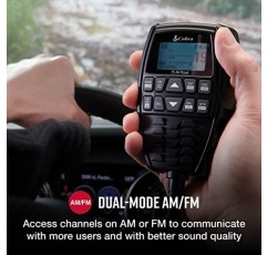 Cobra 75 All Road 무선 CB 라디오 - 듀얼 모드 AM/FM, 전체 40채널, Bluetooth 연결, 디지털 소음 제거, 방수, 인스턴트 채널 9, 4와트 출력, 작동 용이성, 블랙