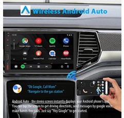 [업그레이드] 무선 CarPlay/Android Auto, LCD 터치스크린이 포함된 7인치 더블 딘 차량용 스테레오, Bluetooth 5.1 핸즈프리가 포함된 FM/AM 라디오, Type-C 충전, 전화 연결, HD 방수 백업 카메라