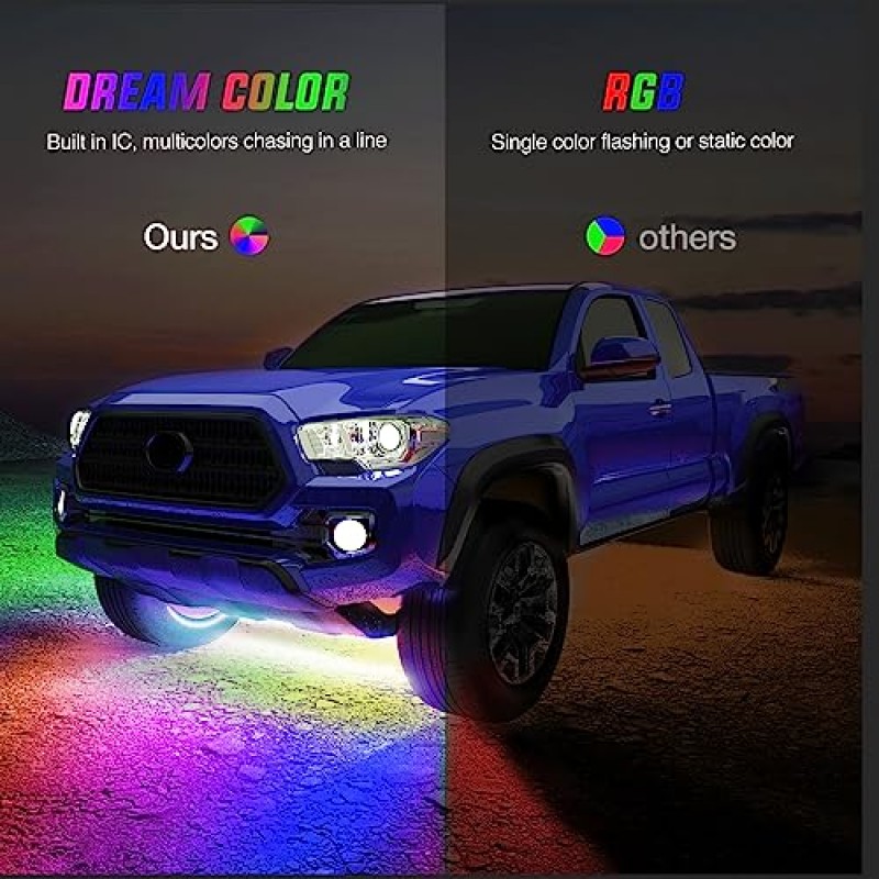 Nilight 6Pcs 자동차 언더글로우 네온 액센트 스트립 조명 300 LED RGBIC 멀티 컬러 DIY 사운드 활성 기능 음악 모드, 앱 제어 및 원격 제어 언더바디 라이트 스트립, 2년 보증