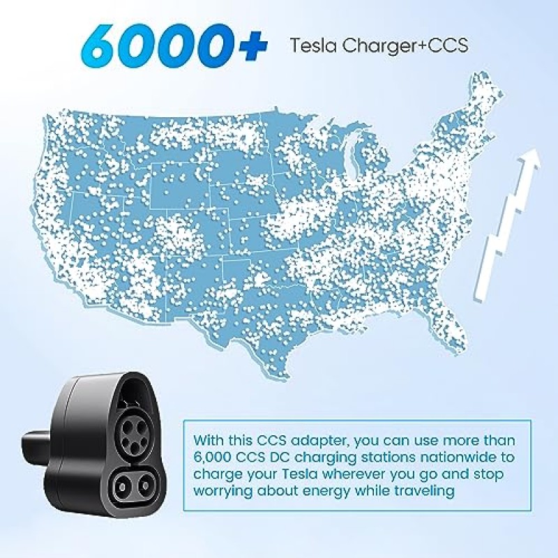 EVJUICION CCS-Tesla 어댑터, Tesla 모델 3/Y/S/X용 최대 250kW/300A/500V DC 고속 충전, CCS 플러그가 있는 레벨 3 충전 스테이션 지원, Tesla 소유자용 DC 충전기 어댑터
