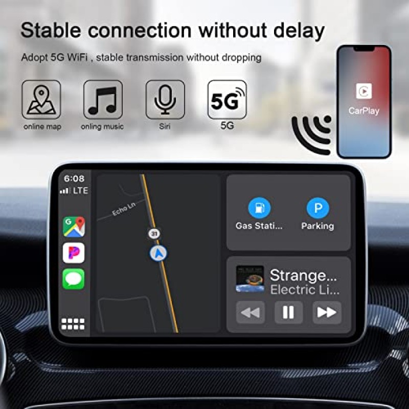 Apple용 CarPlay 무선 어댑터 공장 유선 CarPlay 2023용 무선 CarPlay 어댑터 업그레이드 플러그 앤 플레이 동글은 유선을 무선으로 빠르고 쉽게 변환하며 iOS 10+ 및 iPhone 6 시리즈용