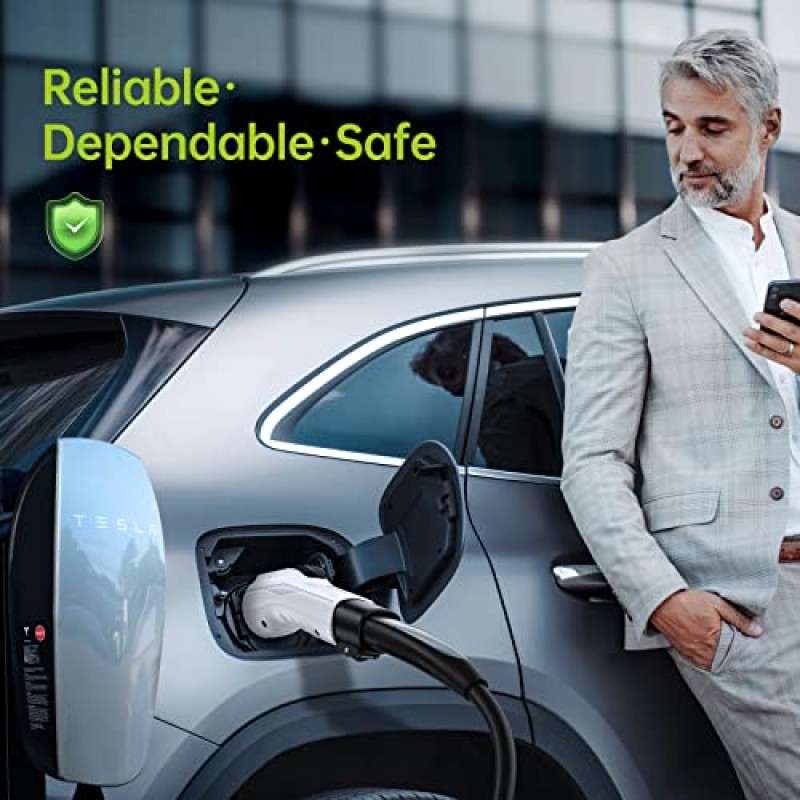 J1772 PHEV 및 EV용 Syncwire Tesla-J1772 어댑터, 48A/250V AC, Tesla 고전력 커넥터, 대상 충전기 및 모바일 커넥터와 호환 가능 - 흰색