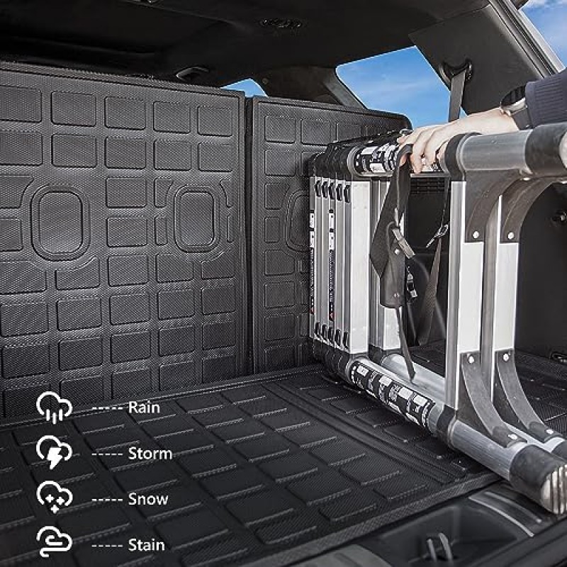 2020-2023 Hyundai Palisade 뒷 트렁크 매트와 호환되는 Xipoo Cargo Liner 현대 Palisade 액세서리 용 등받이 매트 바닥 매트 교체 포함 (등받이 매트 + 바닥 매트가있는 뒷 트렁크 매트)