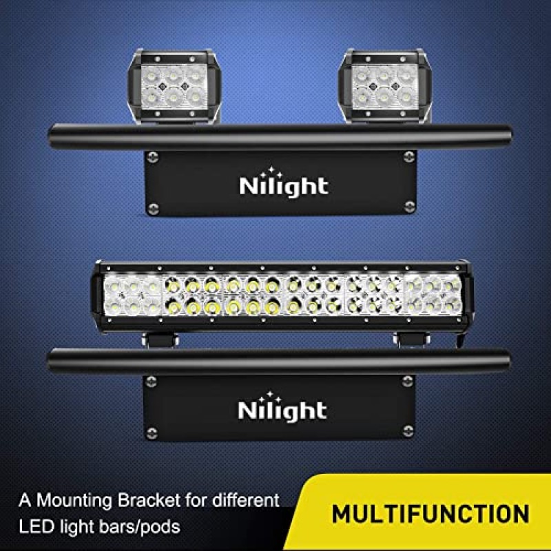 Nilight 20인치 126W 스팟 플러드 콤보 Led 오프로드 라이트 바, 전면 번호판 장착 브래킷 및 16AWG 배선 하니스, 2년 보증