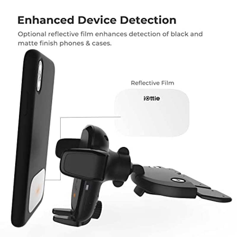 iOttie Auto Sense Qi 무선 차량용 충전기 - 자동 클램핑 무선 충전 CD 슬롯 및 에어벤트 Google Pixel, iPhone, Samsung Galaxy, Huawei, LG 및 기타 스마트폰용 휴대폰 마운트 콤보