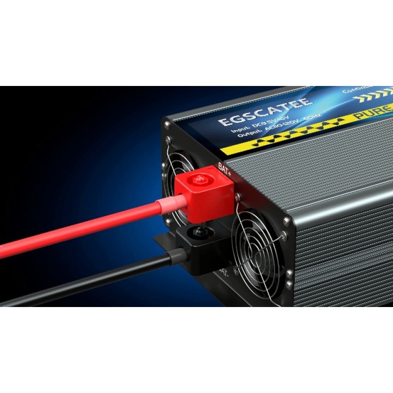 EGSCATEE 3000W 순수 사인파 전력 인버터 12V DC ~ 120V AC 변환기(트럭, 가정, 차량, RV, 내장형 5V/3.4A USB, 온스크린 디스플레이가 있는 4AC 콘센트 원격 제어 기능이 있는 태양광 인버터)