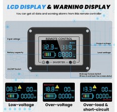 EGSCATEE 3000W 순수 사인파 전력 인버터 12V DC ~ 120V AC 변환기(트럭, 가정, 차량, RV, 내장형 5V/3.4A USB, 온스크린 디스플레이가 있는 4AC 콘센트 원격 제어 기능이 있는 태양광 인버터)