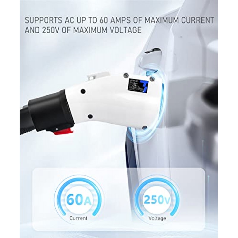 LaTough Tesla to J1772 어댑터(J1772 EV용 다기능 사이버 스타일 팩 포함) Tesla 충전기 어댑터 Tesla 벽면 커넥터와 호환되는 최대 60 Amp 및 250V AC 대상 충전기 모바일 커넥터