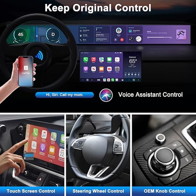 무선 Apple CarPlay 어댑터, OEM 유선 자동차용 2023 업그레이드 어댑터, 가장 빠르고 세련된 동글, CarPlay로 변환, 플러그 앤 플레이, PNBLAECE