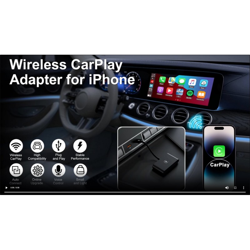 무선 Apple CarPlay 어댑터, OEM 유선 자동차용 2023 업그레이드 어댑터, 가장 빠르고 세련된 동글, CarPlay로 변환, 플러그 앤 플레이, PNBLAECE