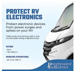 Progressive Industries RV 서지 보호기는 30/50Amp, 휴대용 및 하드와이어 옵션으로 제공됩니다.