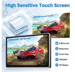[업그레이드] Westods 무선 Apple Carplay 및 Android Auto, 7인치 휴대용 HD IPS 화면, GPS 내비게이션, Bluetooth 오디오, AirPlay, MirrorCast, 대부분의 자동차 대시보드 또는 앞 유리 장착용 AUX/FM 송신기
