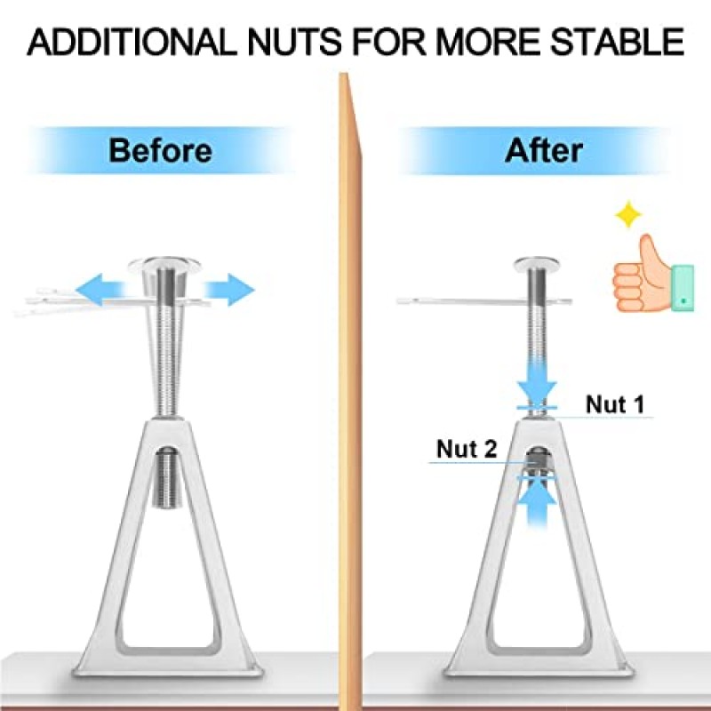YOMILINK 알루미늄 RV 안정기 잭 8팩(추가 나사 너트 포함), 나사 잭 스탠드, 안정화 및 수평 RV 트레일러 캠핑카, 높이 조절 가능 11.5 ~ 17.5인치, 단일 잭 내력 6000파운드