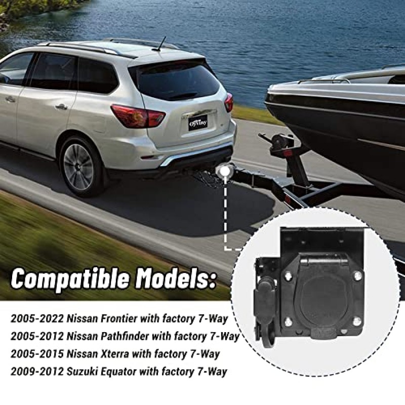 Nissan Frontier 2005-2022/Nissan Xterra 2005-2015/Nissan Pathfinder 2005-2012/Suzuki Equator 2009-2012용 Oyviny 4 웨이 플랫 및 RV 7 웨이 트레일러 배선 하네스, 공장 견인 패키지 필요