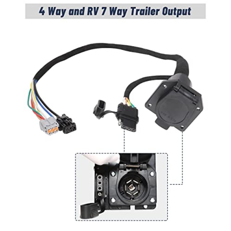 Nissan Frontier 2005-2022/Nissan Xterra 2005-2015/Nissan Pathfinder 2005-2012/Suzuki Equator 2009-2012용 Oyviny 4 웨이 플랫 및 RV 7 웨이 트레일러 배선 하네스, 공장 견인 패키지 필요
