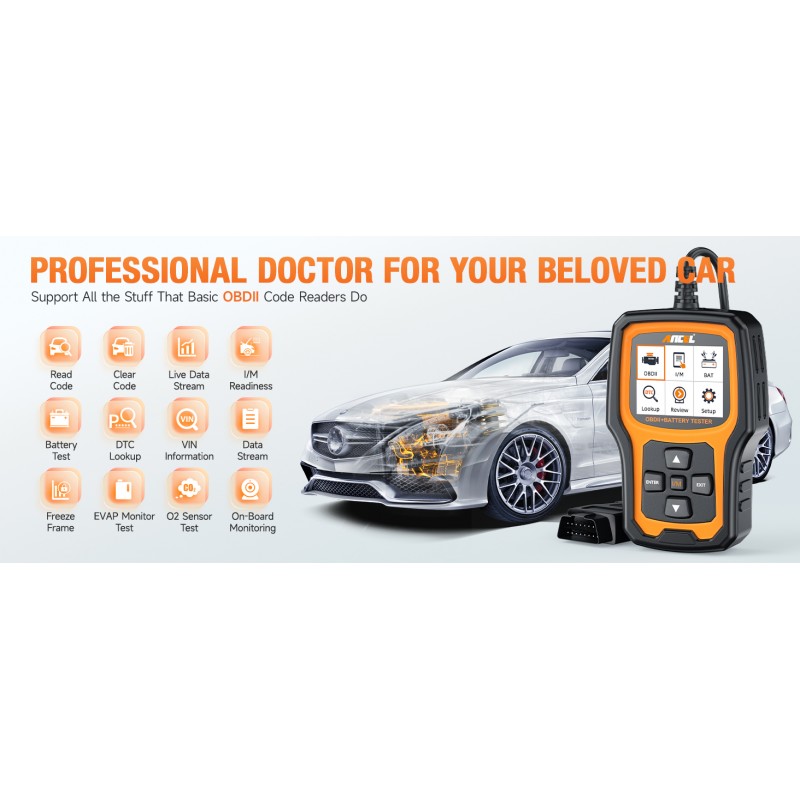 ANCEL AD410 Pro+ 2 in 1 Obd2 스캐너 배터리 테스터, 자동차 검사 엔진 코드 리더 스캔 도구 및 6V 12V 100-2000 CCA 배터리 충전 크랭킹 테스트 EVAP 라이브 데이터용 OBD2 스캐너 진단 도구