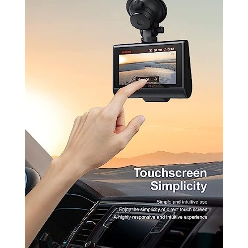 iZEEKER 4K 대시캠 전면 및 후면 Wi-Fi GPS, 차량용 4K+1080P 듀얼 대시 카메라, 32GB SD 카드, 3인치 IPS 터치스크린, WDR, 야간 투시경, 주차 모드, G-센서, 2가지 장착 옵션