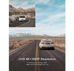 iZEEKER 4K 대시캠 전면 및 후면 Wi-Fi GPS, 차량용 4K+1080P 듀얼 대시 카메라, 32GB SD 카드, 3인치 IPS 터치스크린, WDR, 야간 투시경, 주차 모드, G-센서, 2가지 장착 옵션