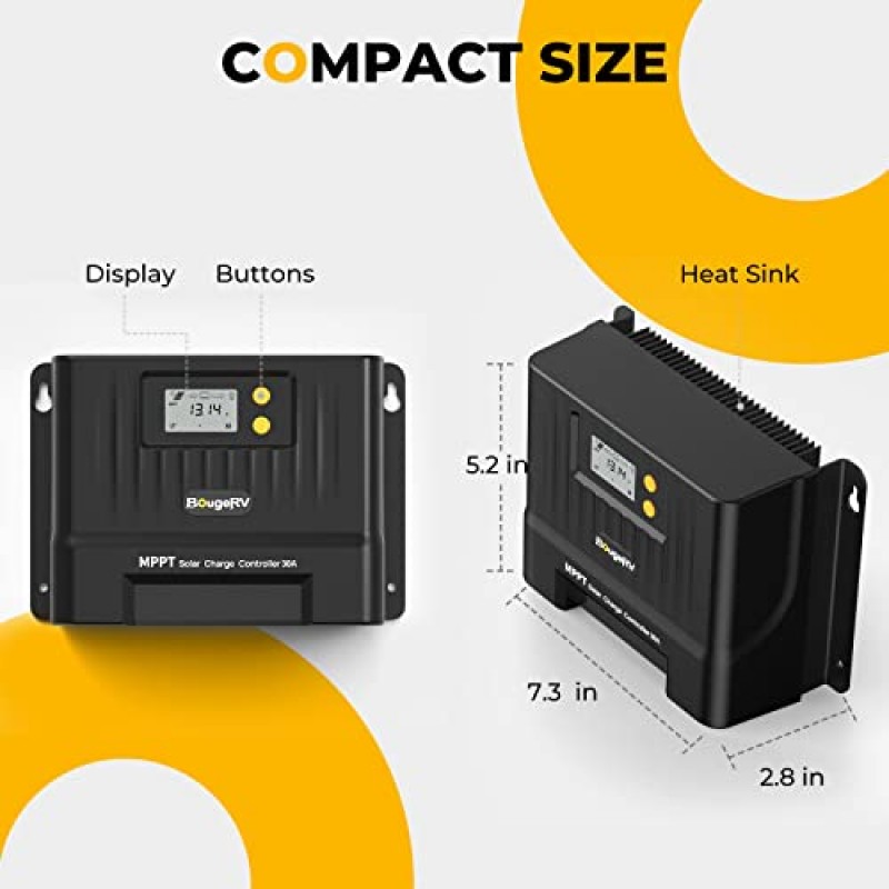 BougeRV MPPT 태양광 충전 컨트롤러 30A, Bluetooth 포함, 매개변수 조정 가능, LiFePO4, SLD, 젤, FLD, AGM 배터리용 30Amp 태양광 패널 레귤레이터 12V/24V, RV, 해양, 음극 접지용