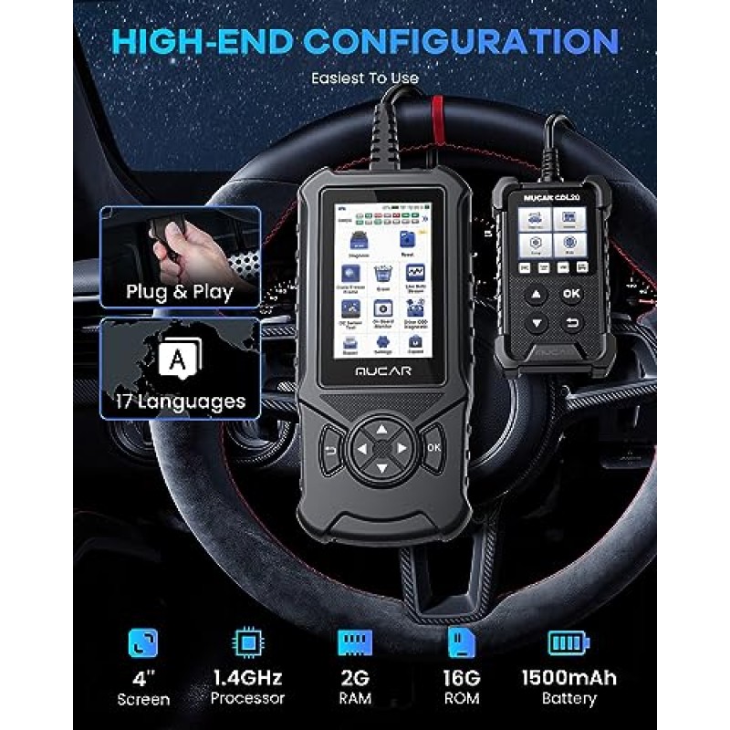 MUCAR CDE900 obd2 스캐너, 전체 obd2 자동차 코드 리더 진단 검사 도구, 4