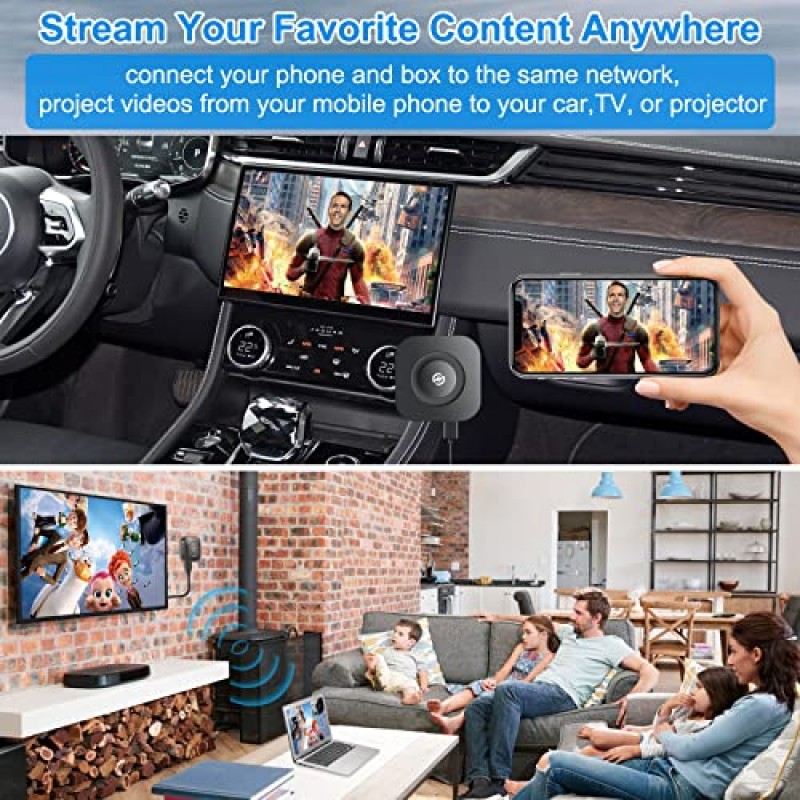 3 in 1 무선 Carplay 어댑터, Netflix/YouTube/World TV/Miracast/스트림 미디어를 자동차 및 TV로 지원하는 무선 Android 자동 어댑터, OEM 유선 CarPlay 자동차용 무선 매직 박스 자동차 동글