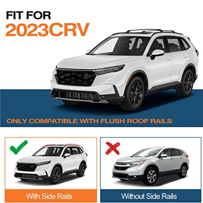 혼다 CRV CR-V 2023 2024 용 최대 로딩 220lb 루프 랙 크로스 바, 헤비 듀티 100% 금속 알루미늄 크로스바 수화물 랙 레일 옥상 캐리어 카누 카약 자전거 카고 블랙으로 제작