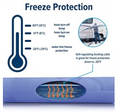 Camco 25피트 온수 식수 호스 | -20°F/-28°C까지 급수관 동파 방지 및 에너지 절약형 온도 조절 장치 | 호스 양쪽 끝에 연결하기 위한 어댑터 포함(22911)