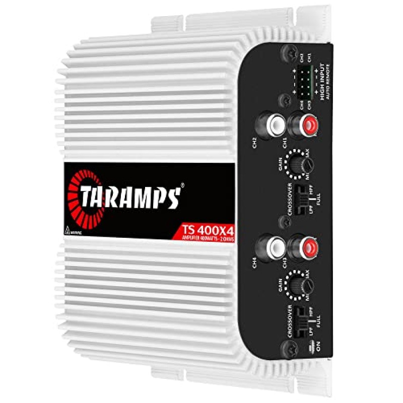 자동 고레벨 입력 기능이 있는 Taramps TS 400x4 400와트 RMS 4채널 풀 레인지 차량용 오디오 증폭기 RCA 입력 클래스 D 2개 브리지 채널 다중 채널 증폭기 시스템