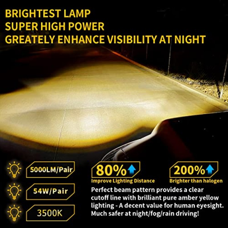 Z-OFFROAD 타코마 2016-2022 4Runner/Tundra 2014-2019 Camry 2007-2014 앰버 골든 옐로우 범퍼 운전 램프 교체 용 투명 렌즈가있는 노란색 LED 안개등 어셈블리