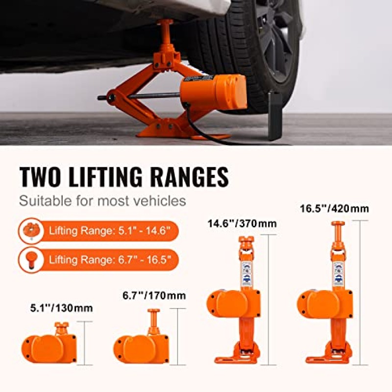 VEVOR 전기 자동차 잭, 3 톤/6600 lbs 12V 전기 가위 잭, 원격 제어 기능이 있는 이중 안장, 세단형 자동차용 휴대용 자동차 잭, SUV, 트럭 타이어 교체 교체