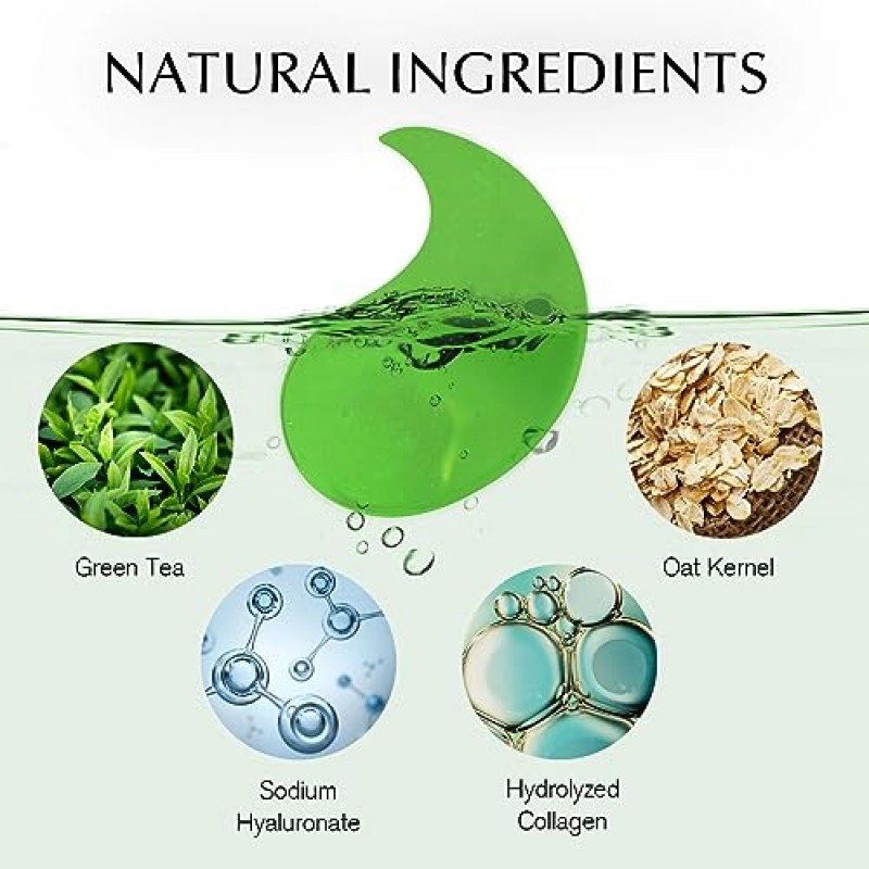 Enaskin Naturals 언더 아이 패치 - 다크서클과 붓기를 위한 녹차 언더 아이 마스크, 콜라겐 아이 젤 패드 보습 및 주름 감소, 미용 및 개인 눈 스킨 케어 제품(30쌍)(녹색)