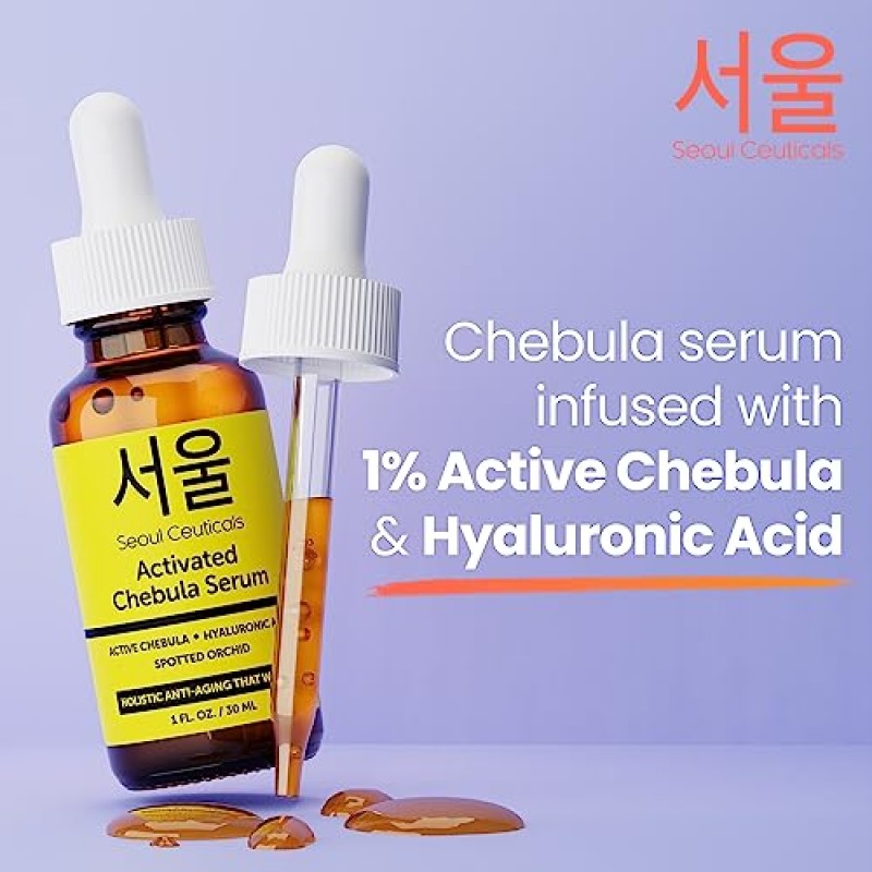 SEOULCeuticals 체불라 액티브 세럼 포 페이스 - 한국 스킨 케어 안티 에이징 내츄럴 K 뷰티 스킨케어 위드 히알루론산 + 스팟티드 오키드, 건강하고 젊게 빛나는 피부 1온스