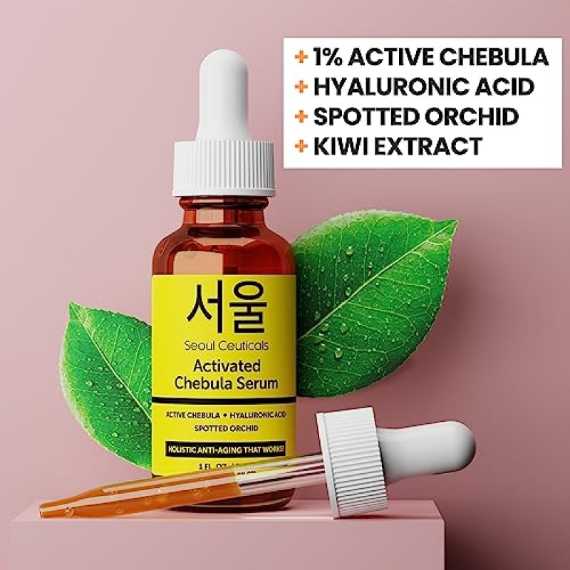 SEOULCeuticals 체불라 액티브 세럼 포 페이스 - 한국 스킨 케어 안티 에이징 내츄럴 K 뷰티 스킨케어 위드 히알루론산 + 스팟티드 오키드, 건강하고 젊게 빛나는 피부 1온스