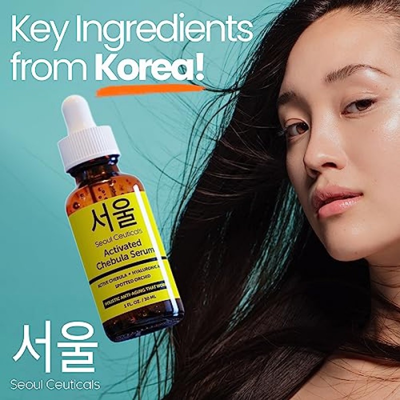 SEOULCeuticals 체불라 액티브 세럼 포 페이스 - 한국 스킨 케어 안티 에이징 내츄럴 K 뷰티 스킨케어 위드 히알루론산 + 스팟티드 오키드, 건강하고 젊게 빛나는 피부 1온스