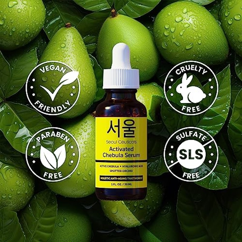 SEOULCeuticals 체불라 액티브 세럼 포 페이스 - 한국 스킨 케어 안티 에이징 내츄럴 K 뷰티 스킨케어 위드 히알루론산 + 스팟티드 오키드, 건강하고 젊게 빛나는 피부 1온스