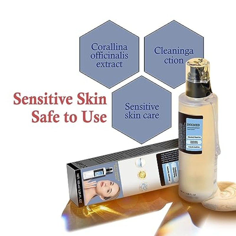 DSKMED 달팽이 뮤신 96% 파워 리페어링 에센스 3.38 fl.oz,100ml, 달팽이 점액 여과물이 함유되어 칙칙하고 손상된 피부를 위한 수분 공급 세럼, 주름 감소, 파라벤 없음, 한국 스킨케어(1PCS)