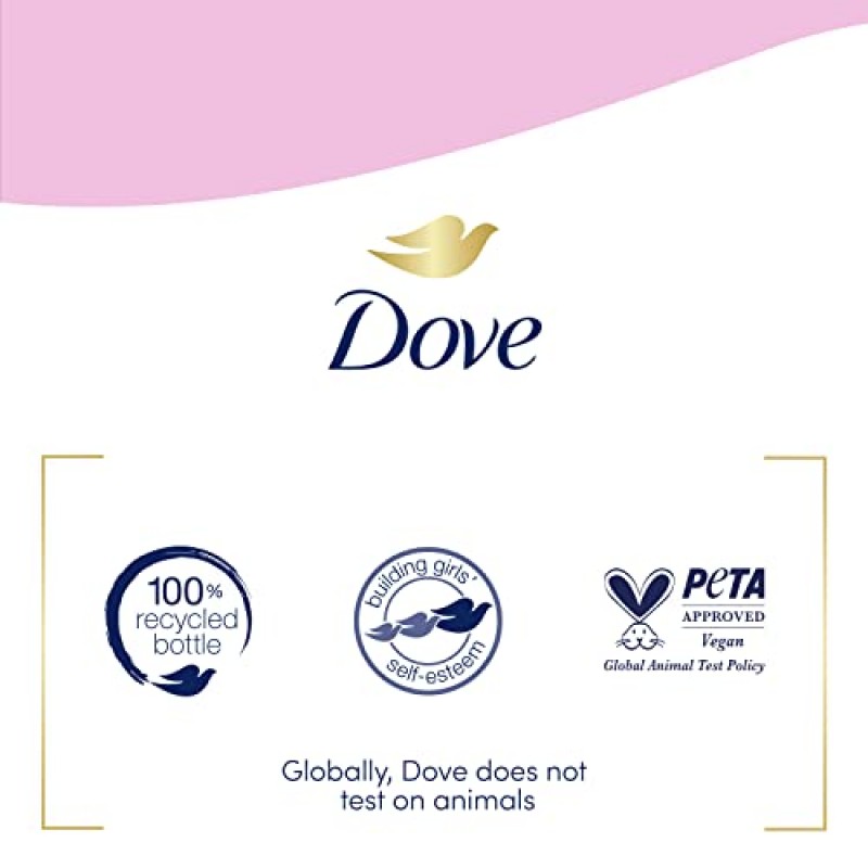 Dove Advanced Care 핸드 워시 피오니 앤 로즈 오일 4개로 부드럽고 매끄러운 피부를 선사하며, 주요 일반 핸드 비누보다 더 많은 보습 성분, 12온스