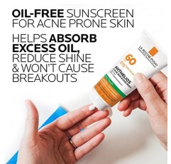 La Roche-Posay Anthelios 클리어 스킨 드라이 터치 선스크린 SPF 60, 여드름이 나는 피부를 위한 오일 프리 페이스 선스크린, 트러블을 유발하지 않음